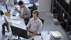 Workers at a desk