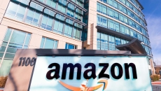 Amazon sign before and office building