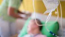 An infusion being performed