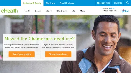 eHealth website screen shot