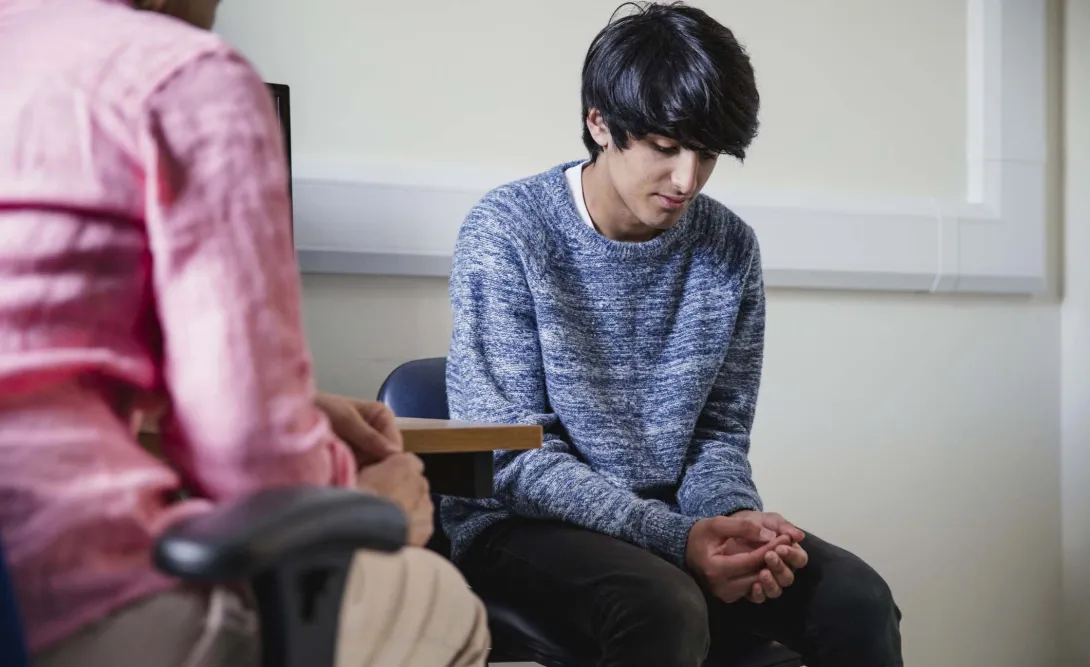 Person in therapy session