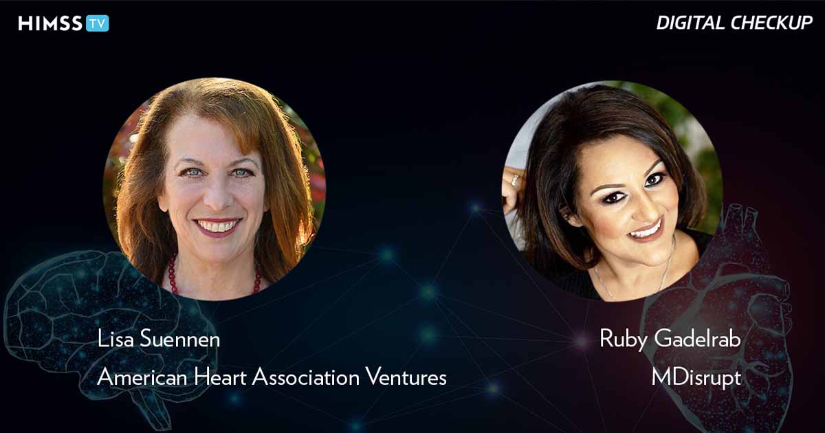 Lisa Suennen, American Heart Association Ventures, and Ruby Gadelrab, MDisrupt_Brain and heart graphic Photo by bymuratdeniz/iStock/Getty Images Plus
