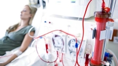 A woman undergoing dialysis