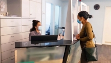 A patient at hospital reception