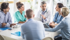 Healthcare workers around a table