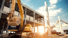 Construction equipment on a site.