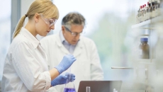 Researchers in lab