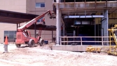 Crews work on a new patient tower at Texoma Medical Center.