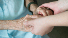 close up on elderly hands