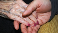 close up on elderly hands