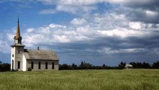 church in field from rural Kansas