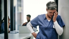 Nurse looking stressed