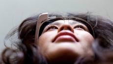 woman wearing Google Glass
