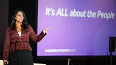 Rachini Moosavi, chief analytics officer for UNC Health, speakers at the AI Leadership Strategy Summit in Chicago on Thursday.