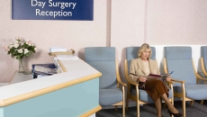 Woman in day surgery waiting room