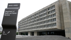 HHS building and sign