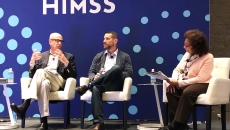 The panel on stage at HIMSS22. Photo: Susan Morse\HFN