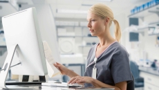 Nurse working on computer
