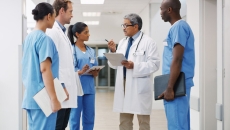 Group of healthcare workers talking