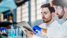 Two people working in a lab