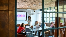 A presentation in a conference room