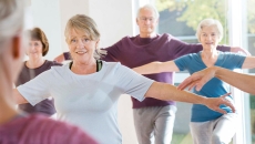Senior citizens in an exercise class