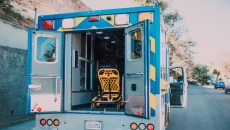 Open back door of ambulance