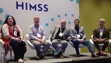 Left to right: Moderator Didi Davis, Matt Becker, John Blair, Alan Swenson and Steven Lane discuss TEFCA at HIMSS23 in Chicago on Monday.