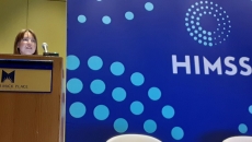 Dr. Claire DeBolt talking about data visualization at HIMSS23