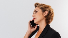 person talking on smartphone