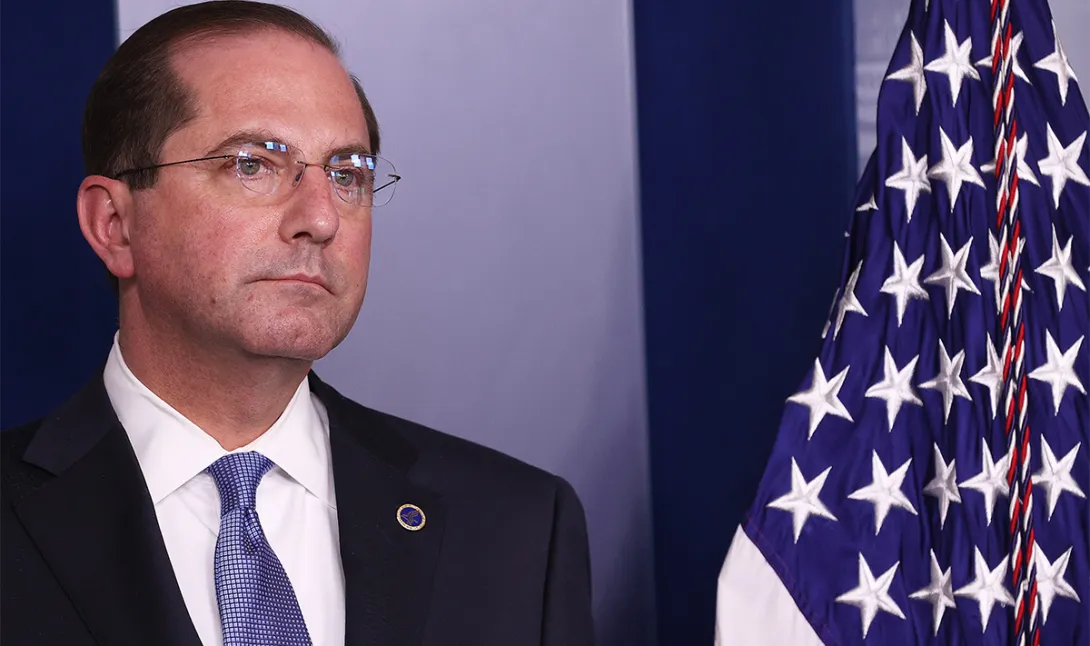 HHS Secretary Alex Azar leaves office Wednesday. (Photo by Win McNamee/Getty Images)