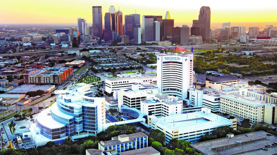 Baylor University Medical Center in downtown Dallas. Baylor University Medical Center in downtown Dallas.