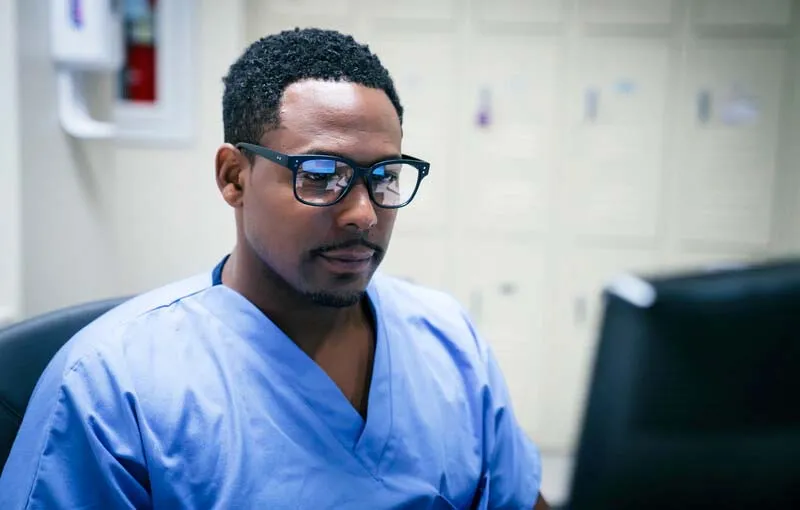 Doctor at computer Doctor at computer