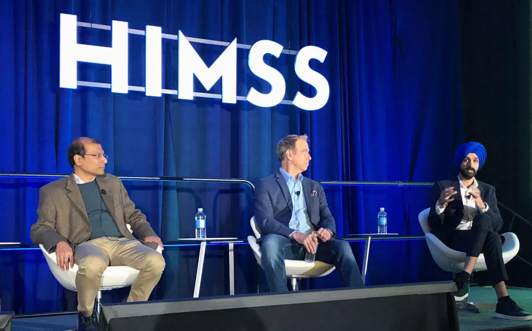 Bratin Saha of AWS, Keith Dreyer of Mass General Brigham and Parminder Bhatia of GE HealthCare, talk at HIMSS24. Bratin Saha of AWS, Keith Dreyer of Mass General Brigham and Parminder Bhatia of GE HealthCare, talk at HIMSS24.