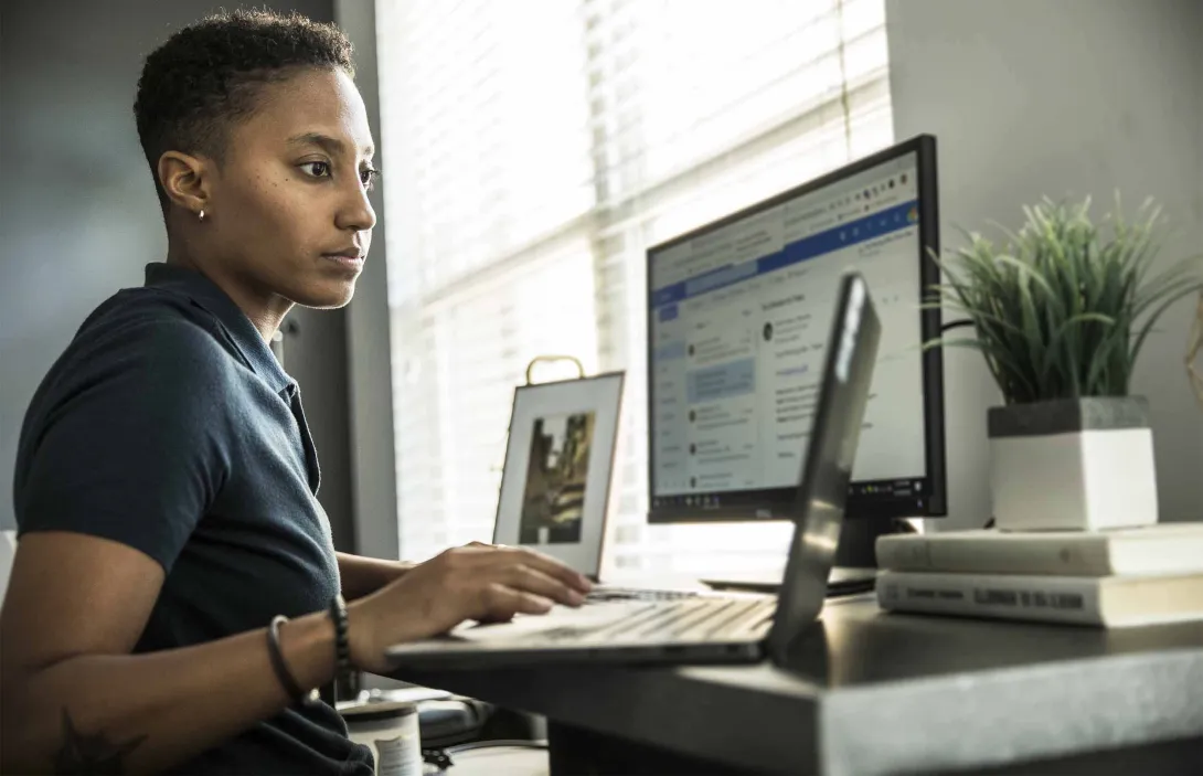 Office worker at laptop computer