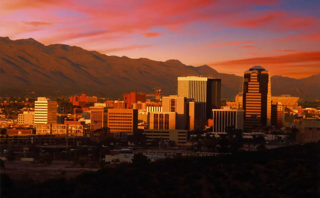 City of Tucson, Arizona at sunrise or sunset City of Tucson, Arizona at sunrise or sunset