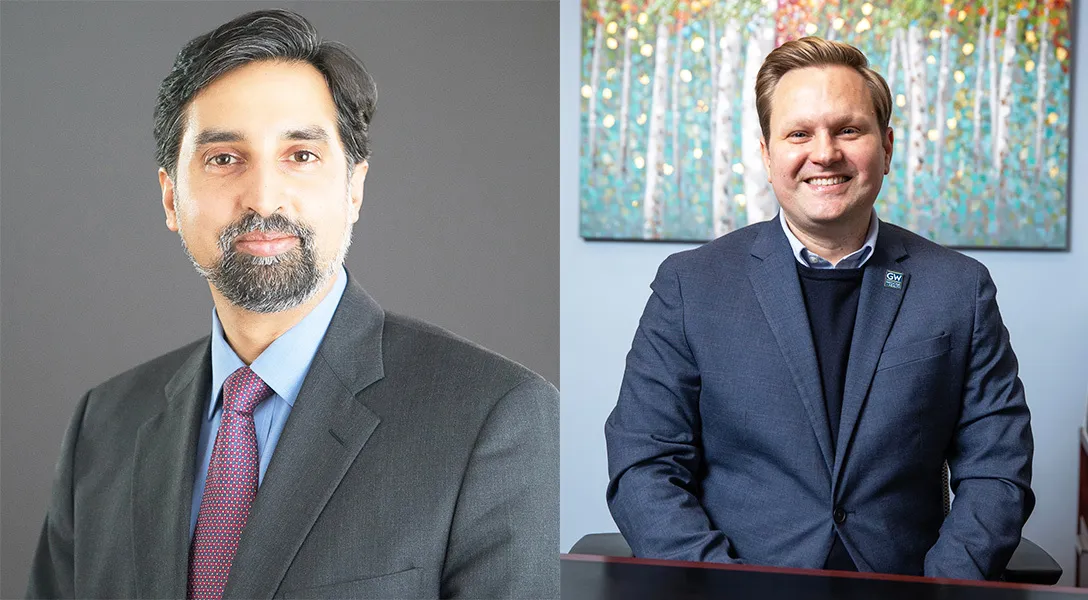 Photo: Vikram Savkar, left, courtesy of Wolters Kluwer Health and Reamer L. Bushardt, courtesy of George Washington University.