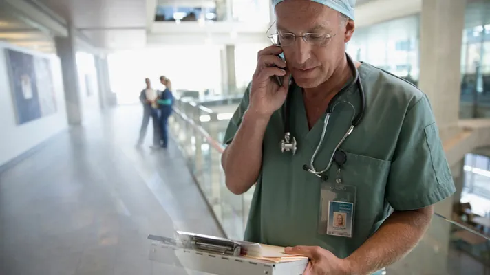 Doctor conducts prior authorization call.