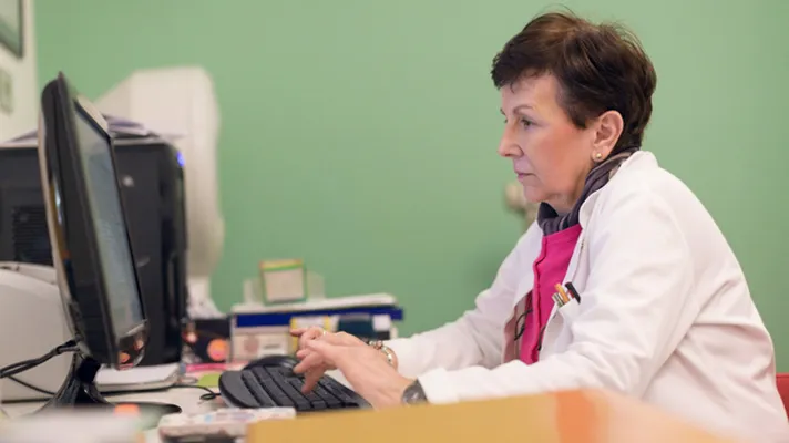 Doctor using a computer
