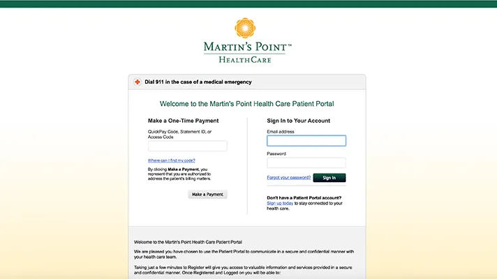 Martin's Point Health Care patient portal.