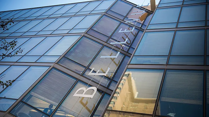 NYC Health + Hospitals Bellevue building sign