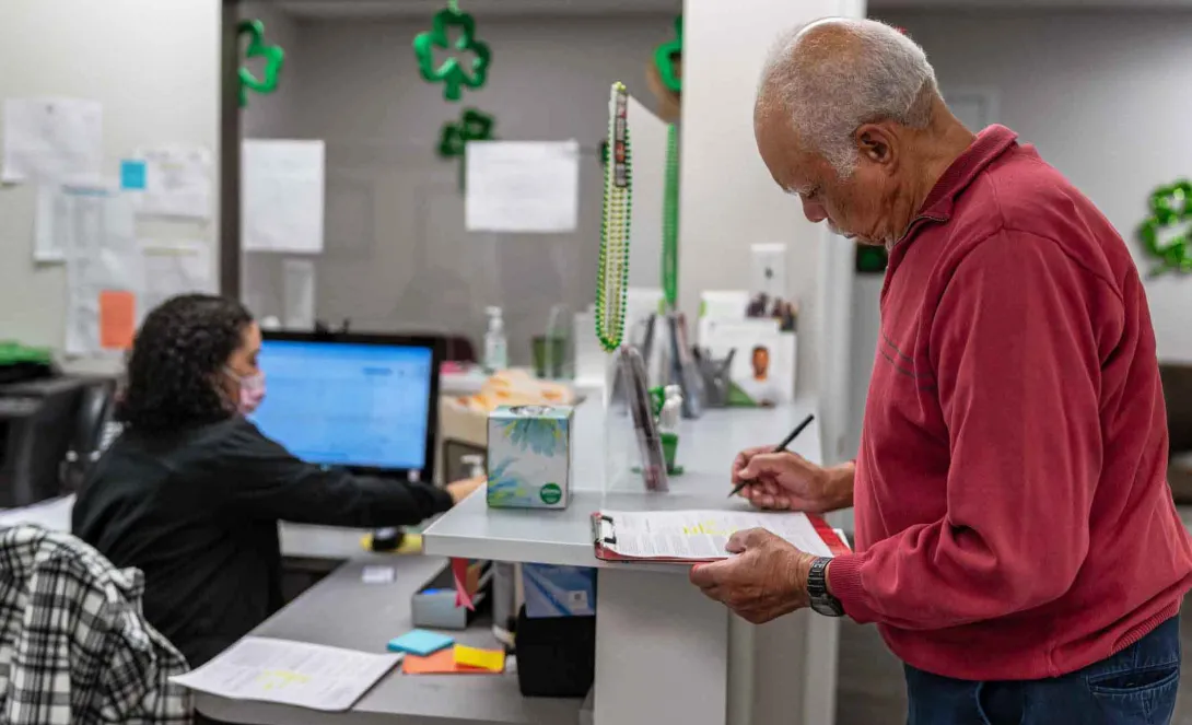 Patient at counter