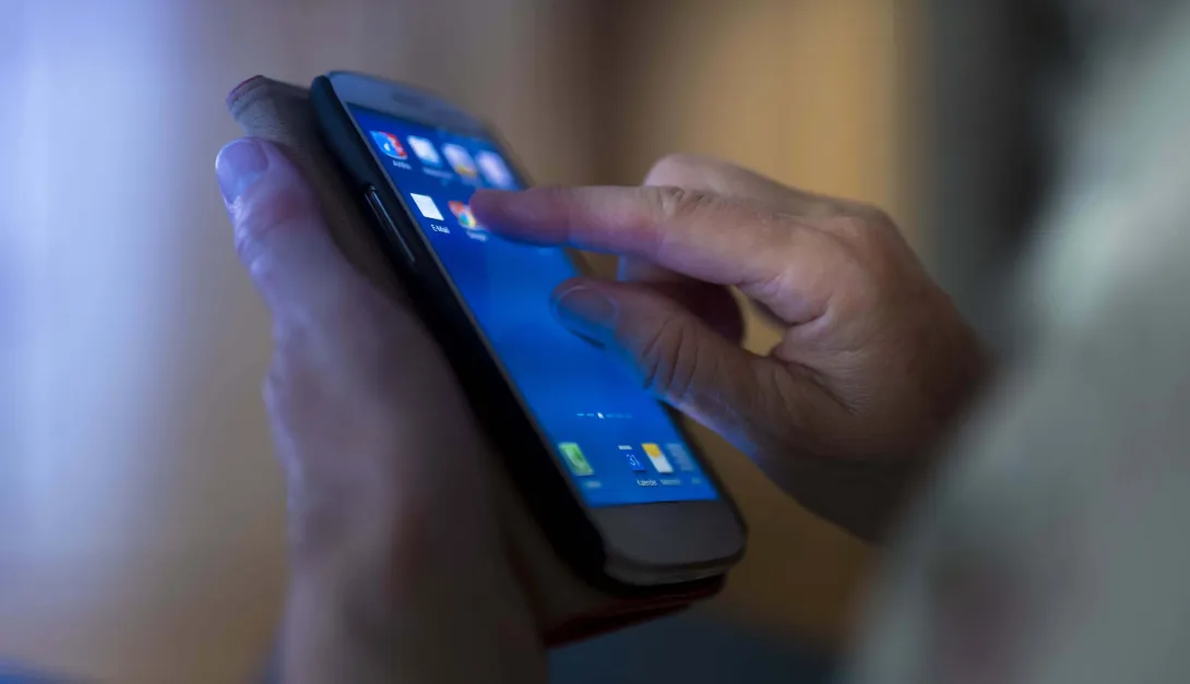 Close up of person on phone app