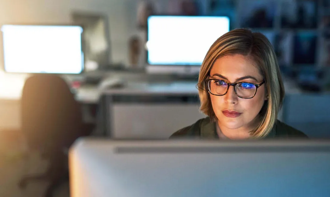 Worker on computer