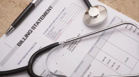 Billing statement with stethoscope