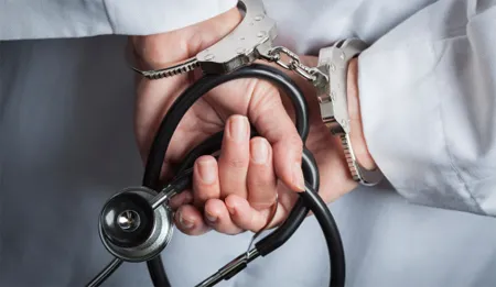 Handcuffs and stethoscope