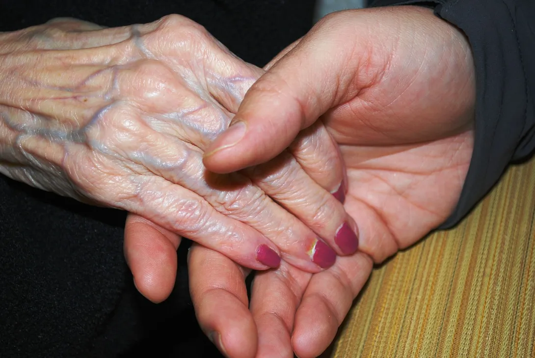 close up on elderly hands