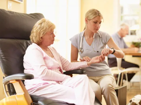 unhappy senior at nursing home