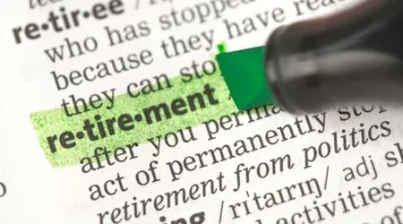 word retirement highlighted in dictionary
