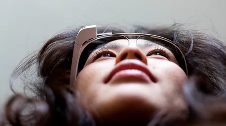 woman wearing Google Glass